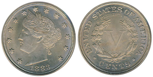 1883 Liberty Nickel with Cents